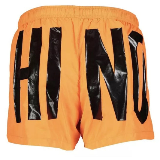 Moschino Brand Print Logo Light Orange Short Swim Shorts M