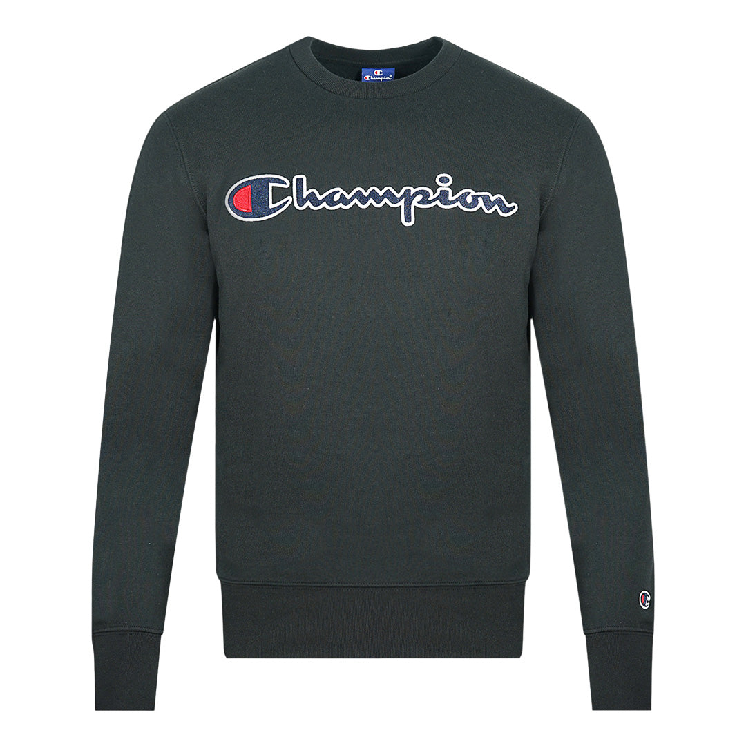 Champion Classic Script Logo Black Sweatshirt