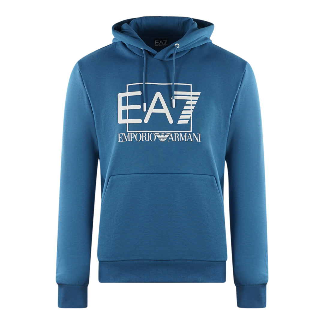 Ea7 Printed Box Logo Dark Blue Hoodie