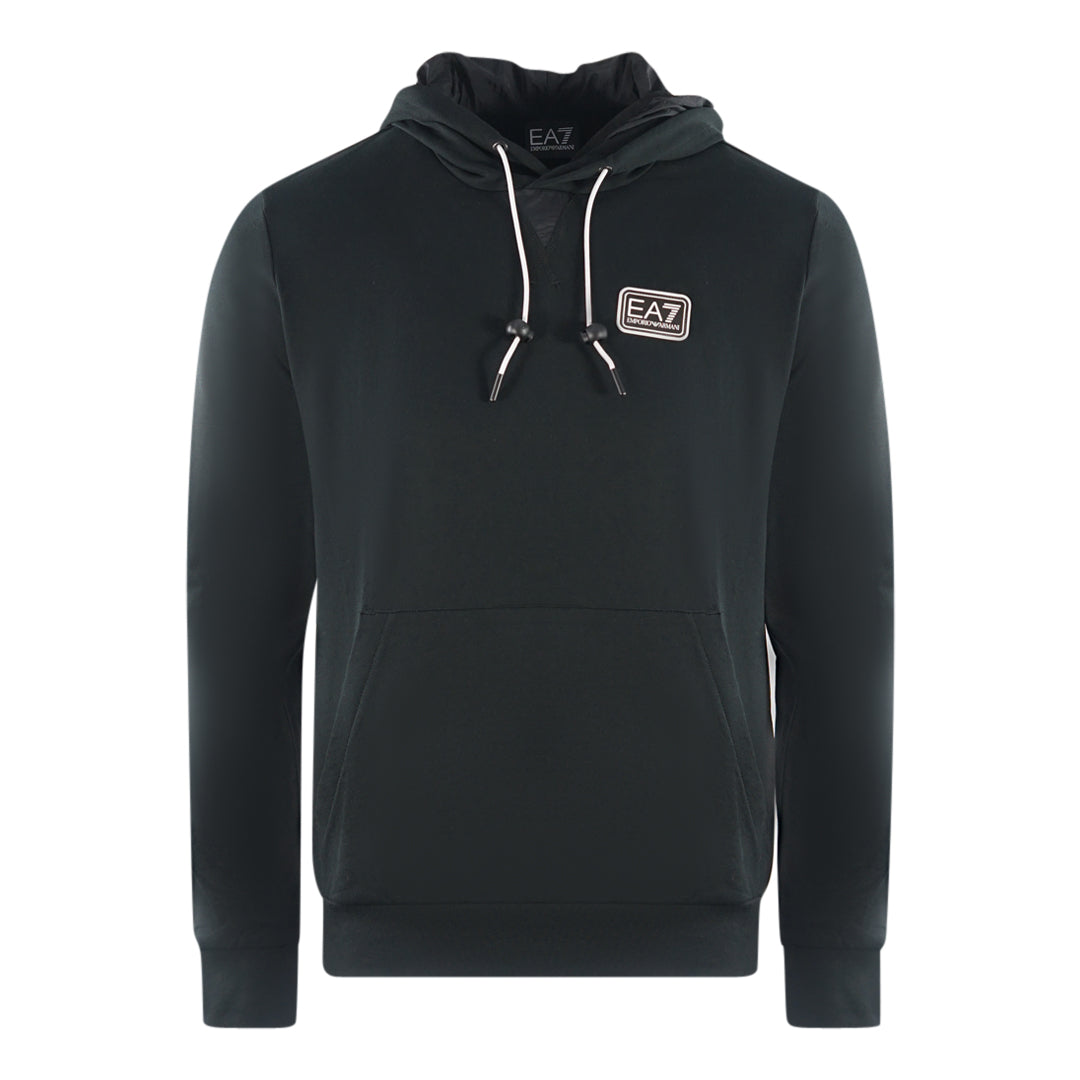 Ea7 Branded Patch Logo Black Hoodie
