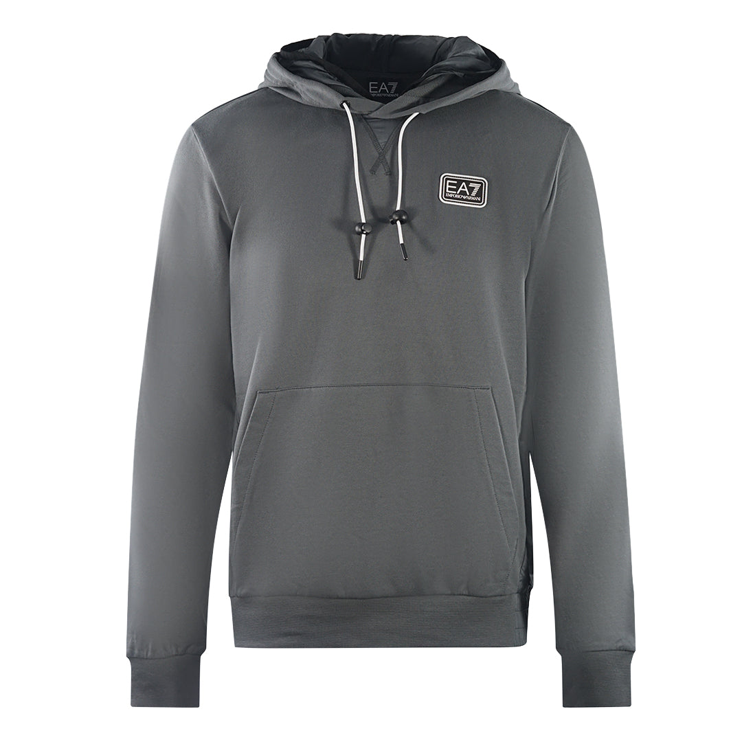 Ea7 Branded Patch Logo Iron Gate Hoodie