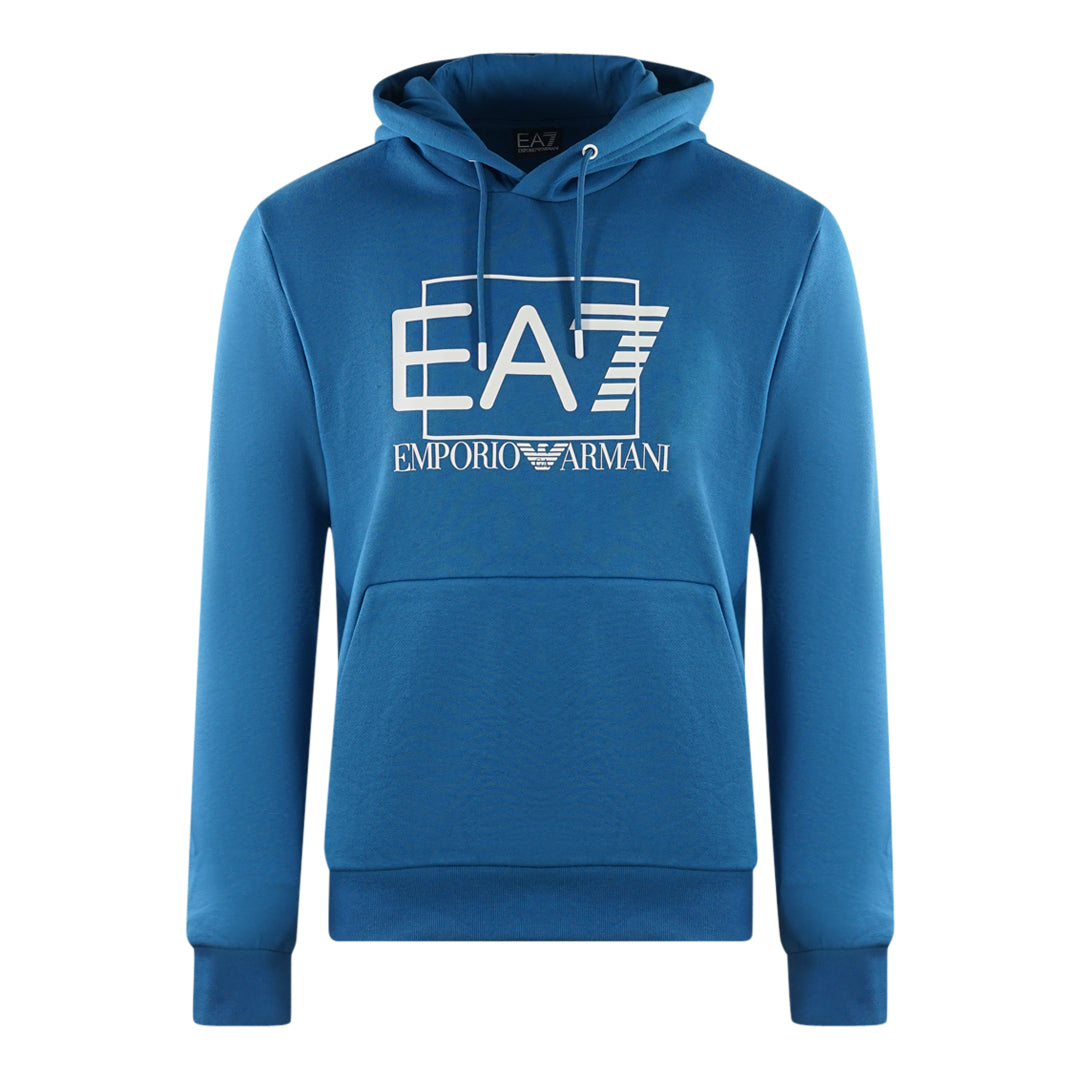 Ea7 Embossed Box Logo Dark Blue Hoodie