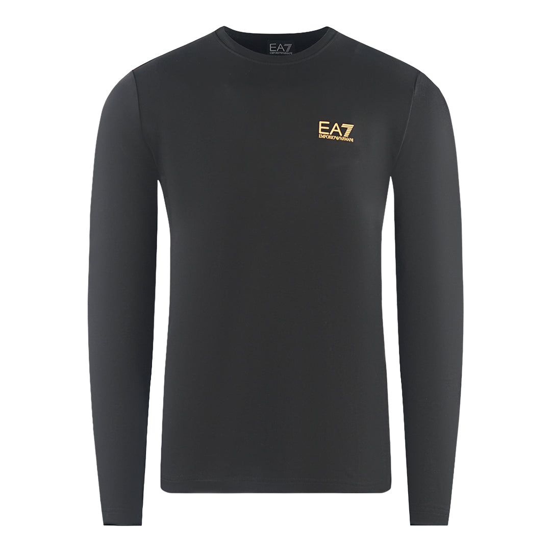 Ea7 Large Back Logo Long Sleeved Black T Shirt
