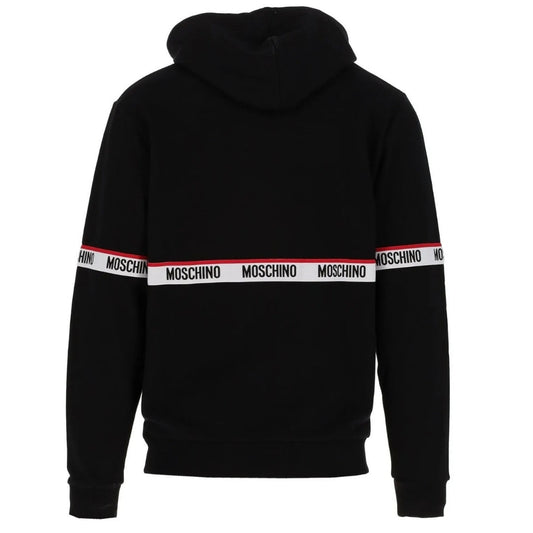 Moschino Branded Taped Chest Black Hoodie A1783 4409 0555 - Style Centre Wholesale