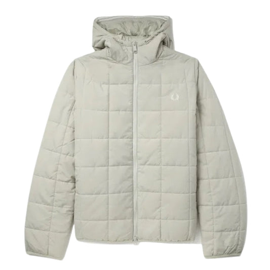 FRED PERRY J6517 P04 LIGHT OYSTER GRID DETAIL INSULATED JACKET S