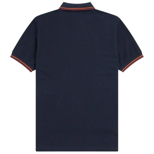 Fred Perry Oxblood Twin Tipped Collar Dark Navy Blue Polo Shirt XS