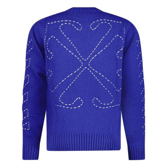 Off-White Stitch Diagonal Knit Crewneck Dark Blue XL