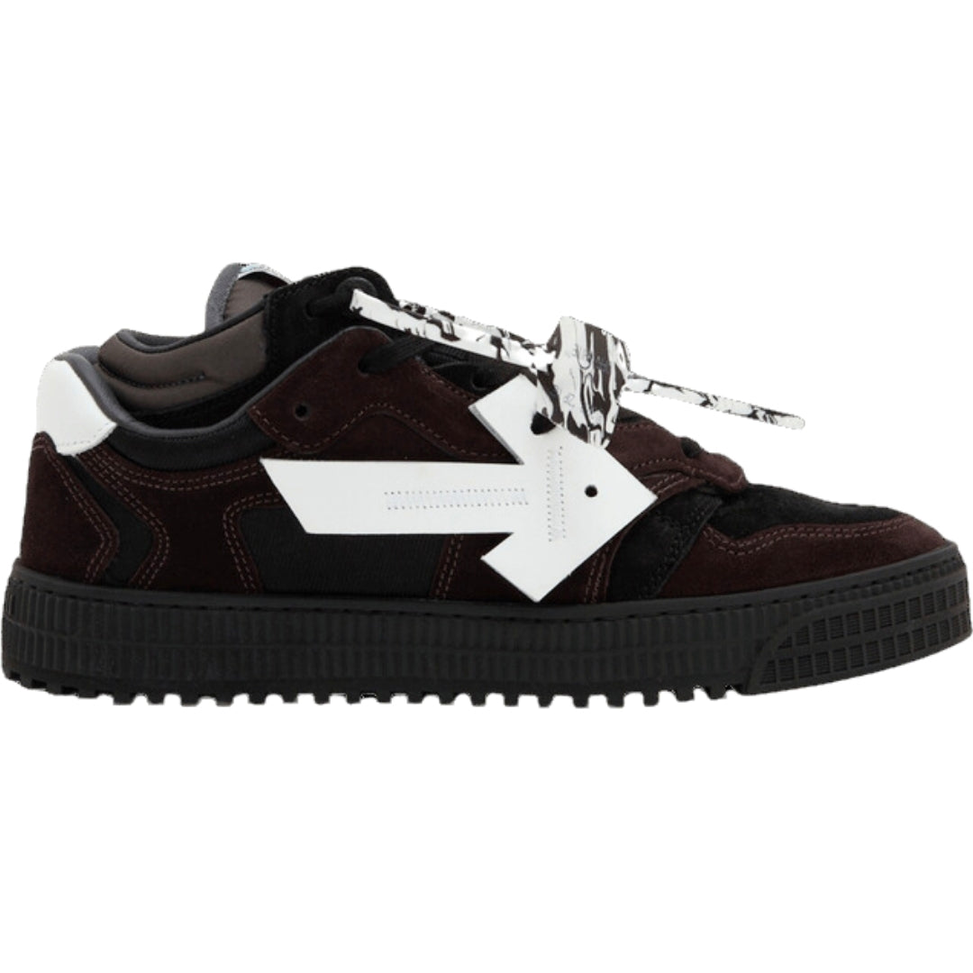 Off-White Floating Arrow Low-Top Brown Leather Sneakers
