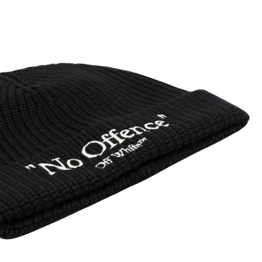 Off-White No Offence Logo Black Beanie OMLC041F23KNI0041004