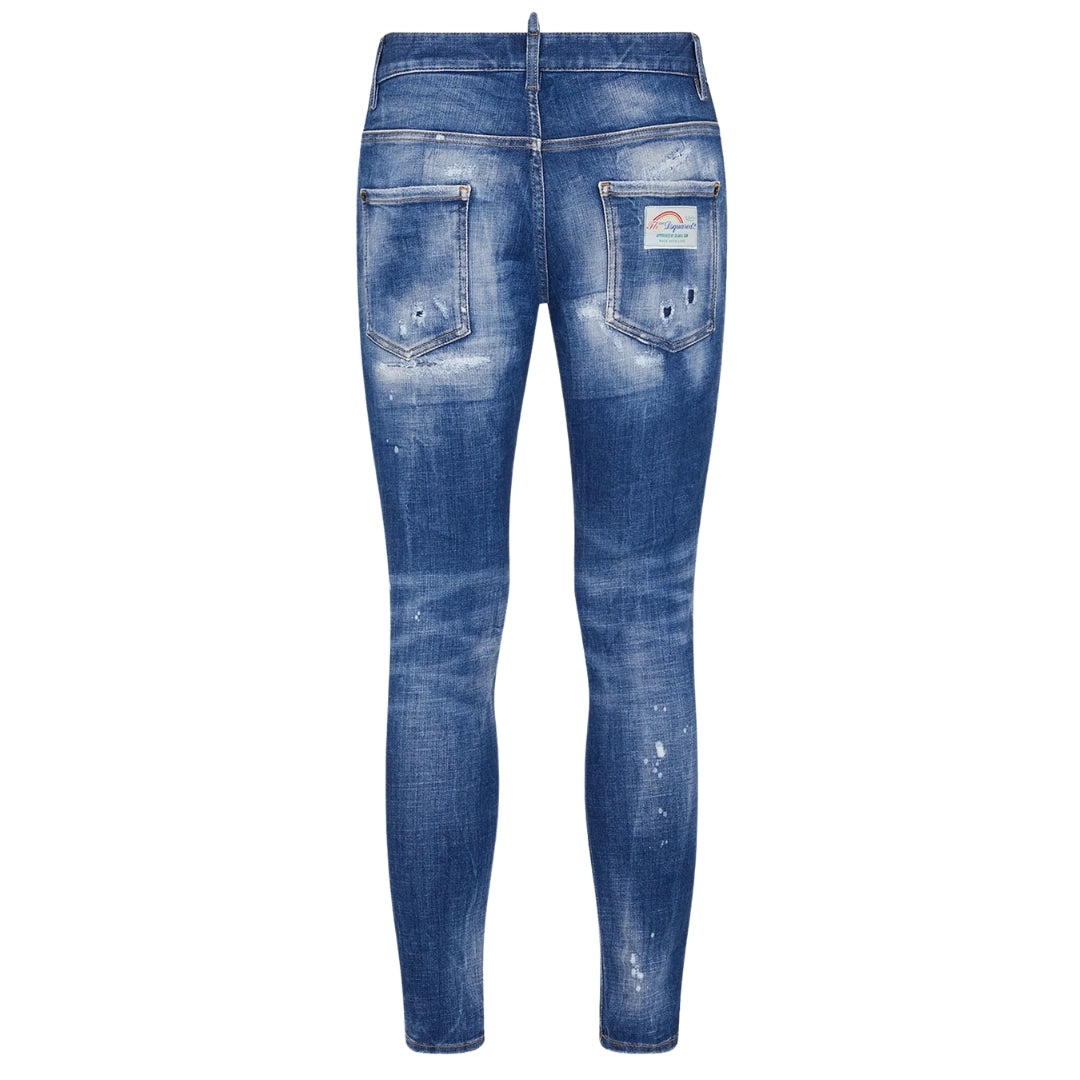 Dsquared2 Super Twinky Jean Faded Reinforced Ripped Blue Jeans S74Lb1440 S30872 470