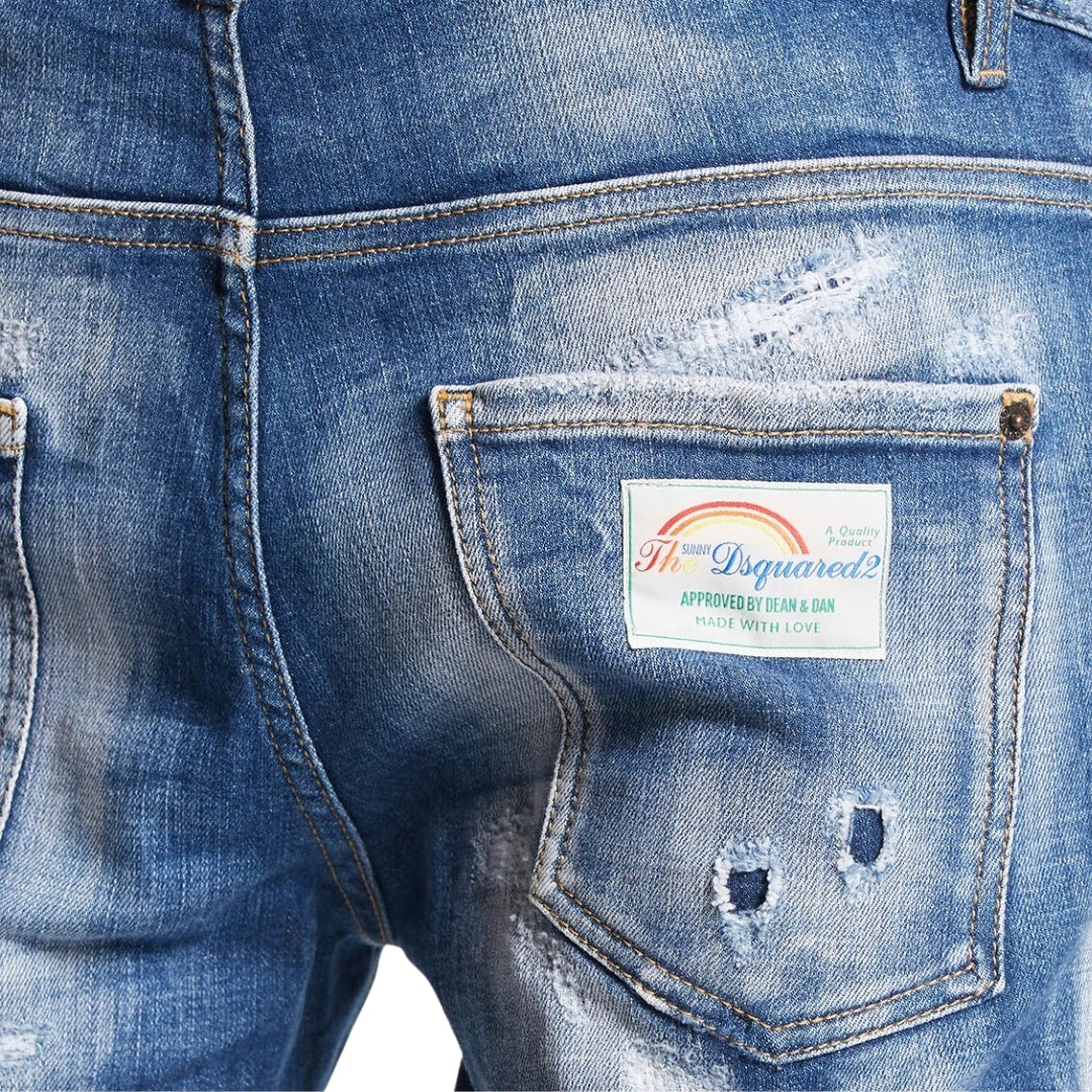 Dsquared2 Super Twinky Jean Faded Reinforced Ripped Blue Jeans S74Lb1440 S30872 470