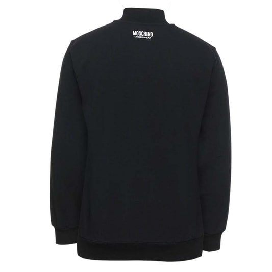 Moschino Quarter Zip Tape Logo Black Sweater A1720 8104 0555
