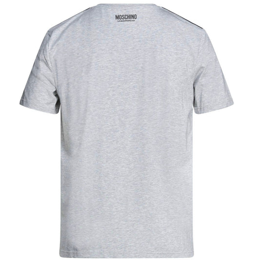 Moschino Brand Tape Logo Grey T-Shirt A1931 8136 0489