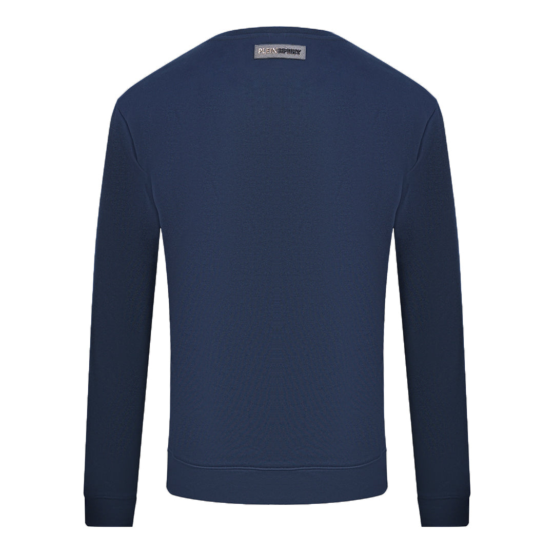 Philipp Plein Sport Black Bold Logo Navy Blue Jumper
