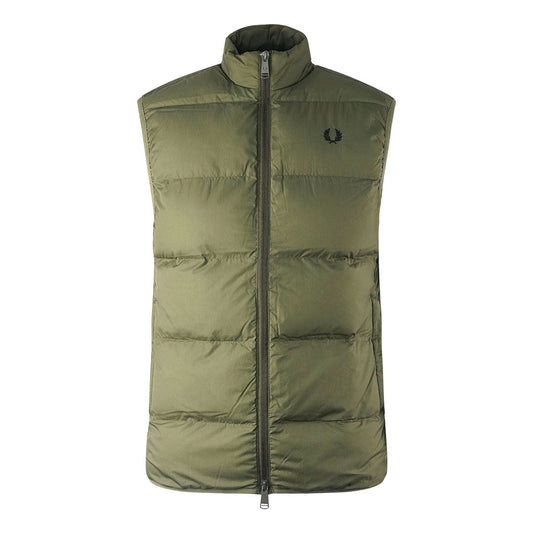 Fred Perry Insulated Quilted Uniform Green Gilet Jacket J4566 Q55