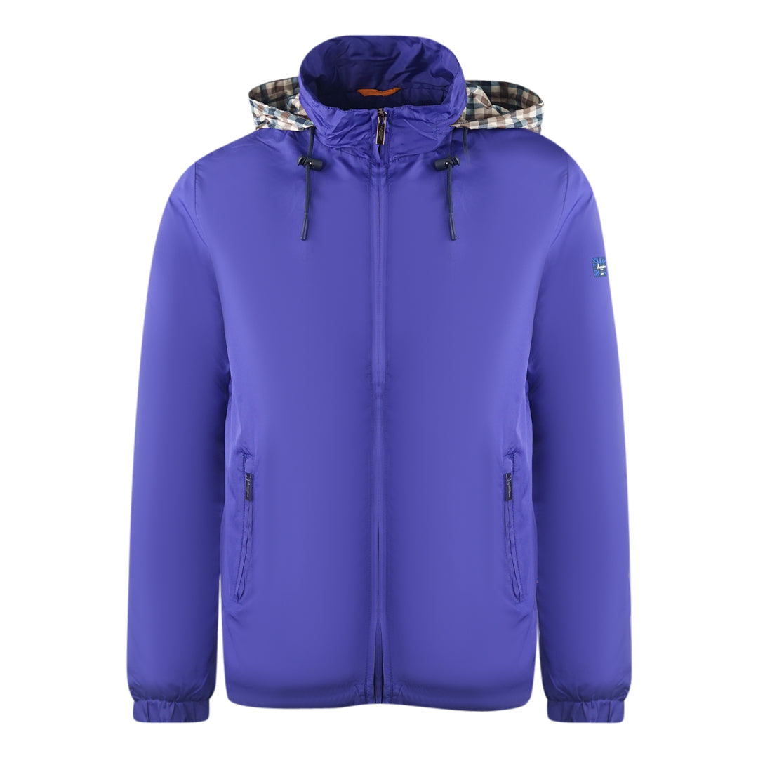 Aquascutum Plain Royal Blue Hide Hood Lightweight Jacket