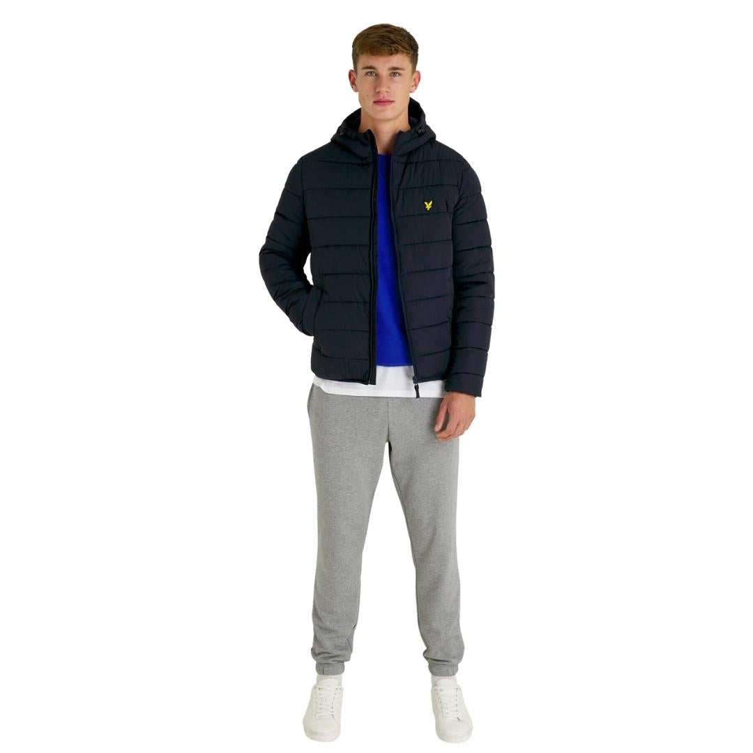 Lyle Scott Branded Dark Navy Hooded Puffer Jacket