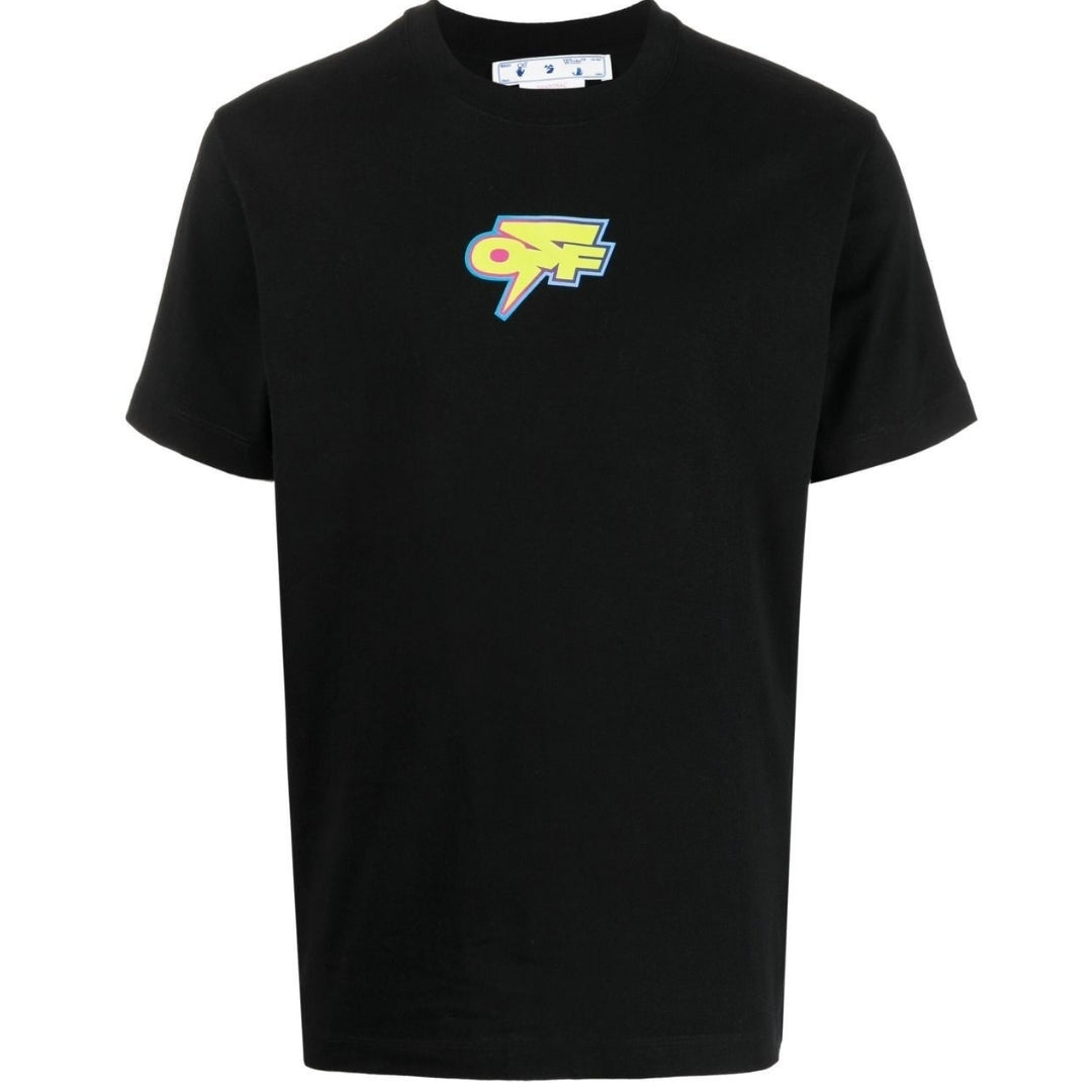 Off White Degrade Thunder Logo Slim Fit Black T Shirt
