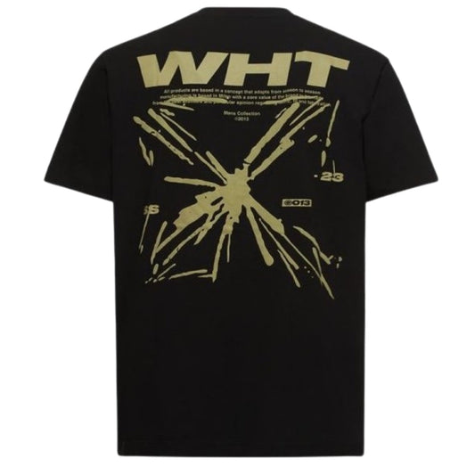 Off White Splash Arrow Design Black T Shirt