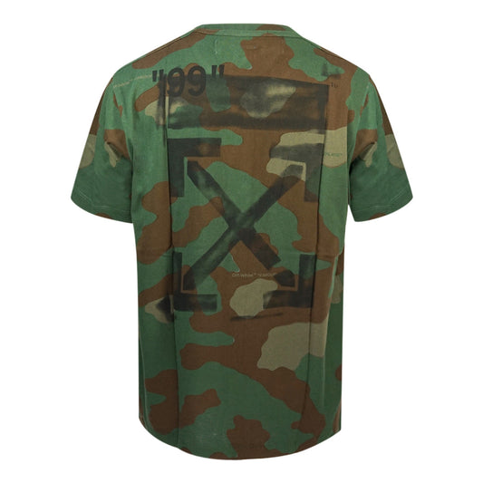Off White Marker Arrow Logo Green Camo T Shirt