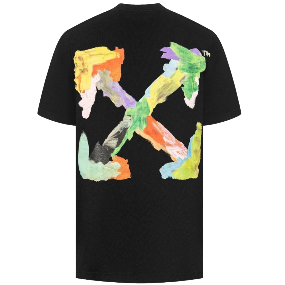 Off White Colourful Brush Arrow Logo Oversized Fit Black T Shirt