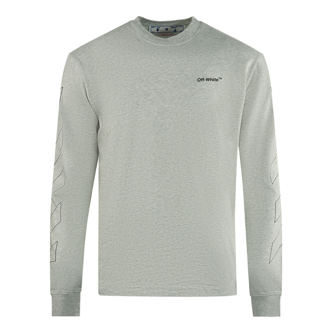 Off White Skate Fit Diag Outline Grey Long Sleeve T Shirt