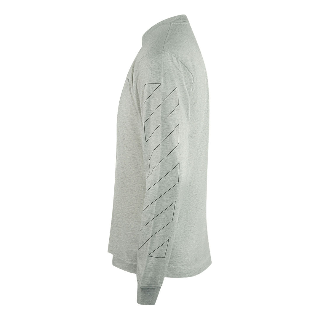 Off White Skate Fit Diag Outline Grey Long Sleeve T Shirt