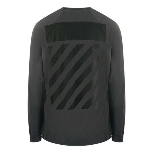 Off White Skate Fit Diag Outline Grey Long Sleeve T Shirt 1