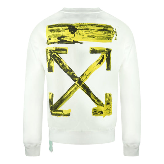 Off White Yellow Black Arrow Back Logo White Sweatshirt
