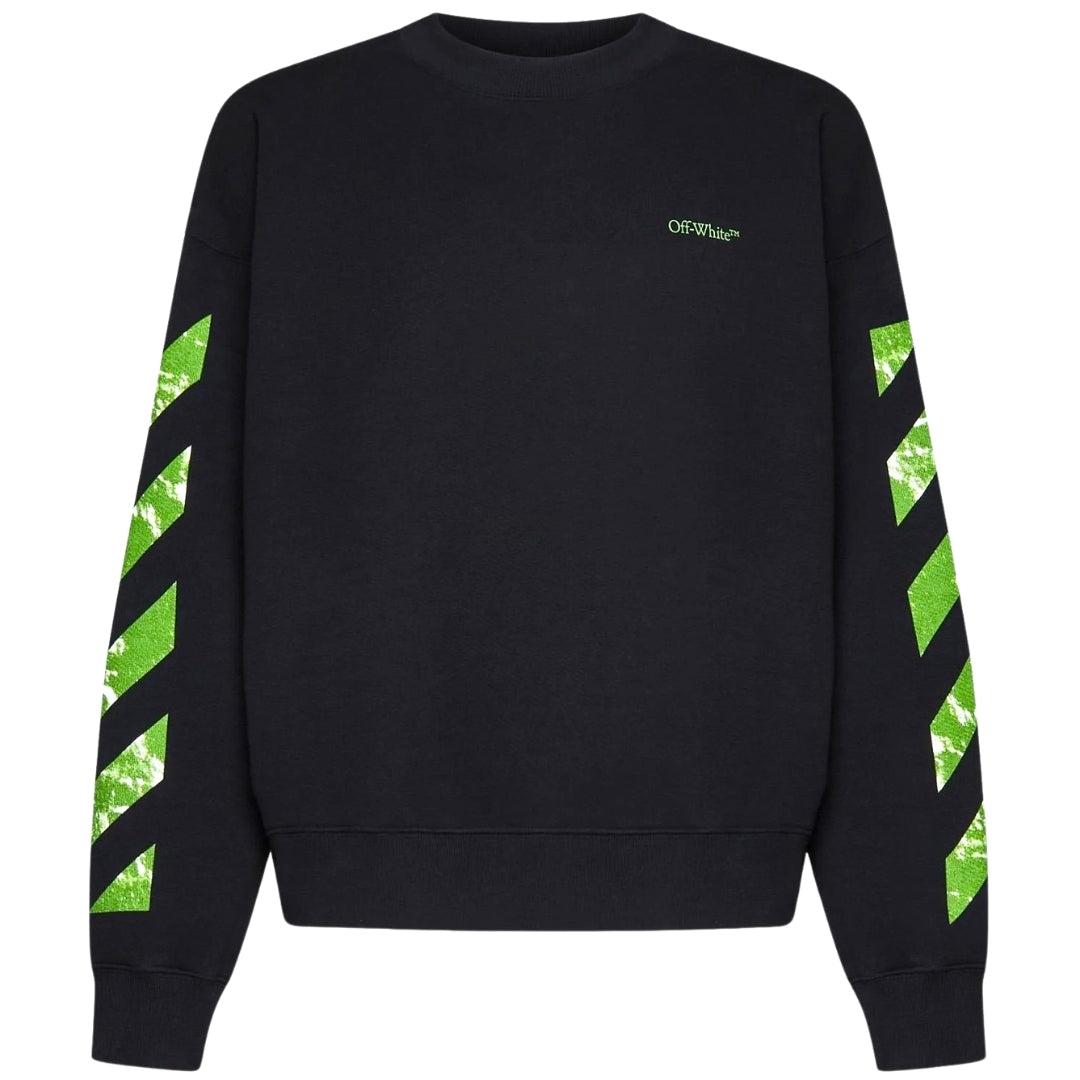 Off White Moon Arrow Design Skate Fit Black Sweatshirt