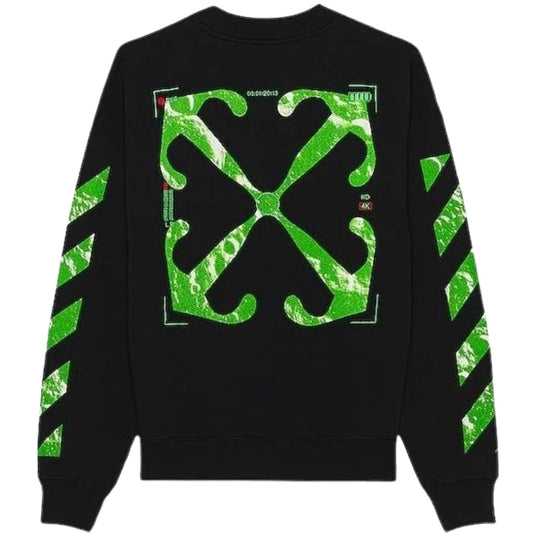 Off White Moon Arrow Design Skate Fit Black Sweatshirt