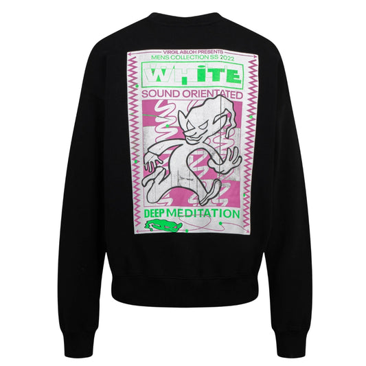 Off White Rave Flyer Skate Logo Black Sweatshirt