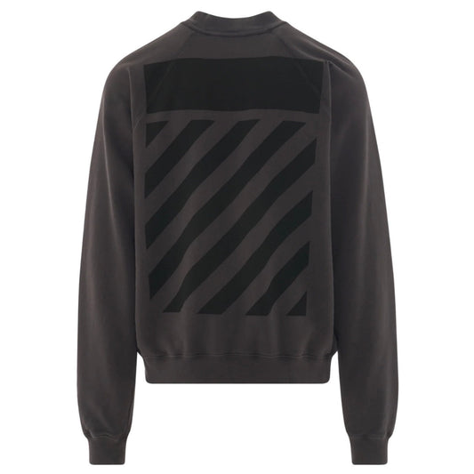 Off White Diag Line Back Logo Black Sweatshirt