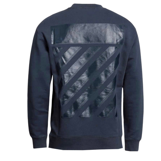 Off White Diag Line Skate Logo Navy Blue Sweatshirt