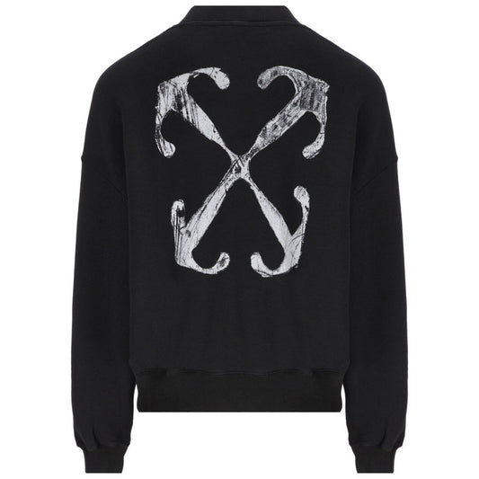 Off White Scratch Arrow Design Oversized Fit Black Sweatshirt