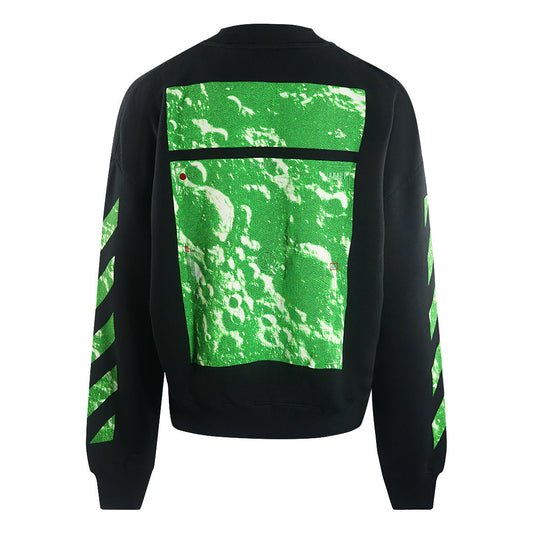 Off White Moon Tab Design Oversized Fit Black Sweatshirt