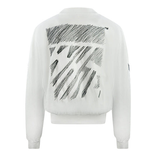 Off White Scribble Diagonal Boxy Crew Neck White Sweatshirt