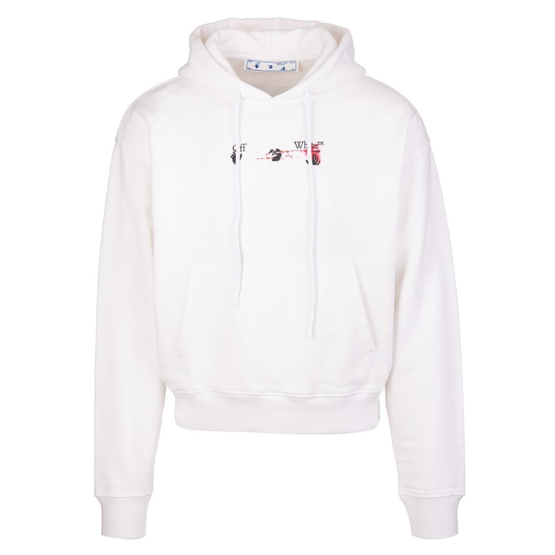 Off White Acrylic Arrow Painted Logo White Hoodie