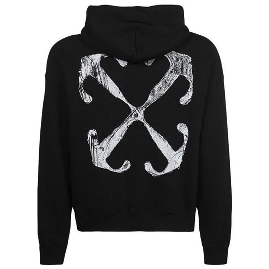 Off White Scratch Arrow Design Skate Fit Black Hoodie