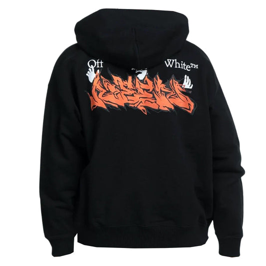 Off White Marker Graffiti Spray Design Logo Black Hoodie
