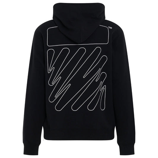 Off White Wave Outline Diag Design Black Slim Hoodie