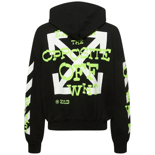 Off White Opposite Arrow Design Boxy Fit Black Oversized Hoodie