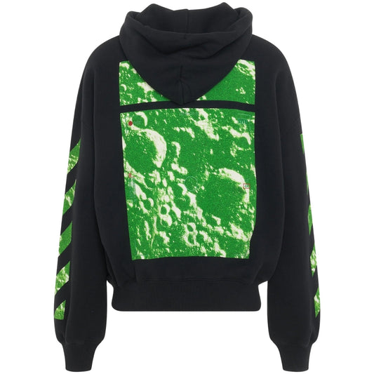 Off White Moon Tab Design Oversized Fit Black Hoodie