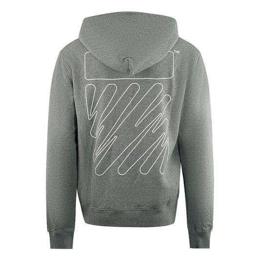 Off White Wave Outline Diag Design Grey Slim Zip Up Hoodie