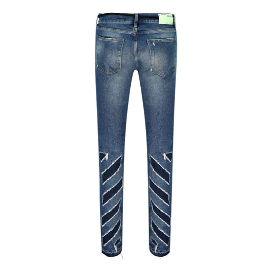 Off White Diags Stripes Blue Jeans