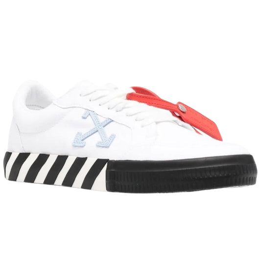 Off White Vulc Low Light Blue Design White Sneakers
