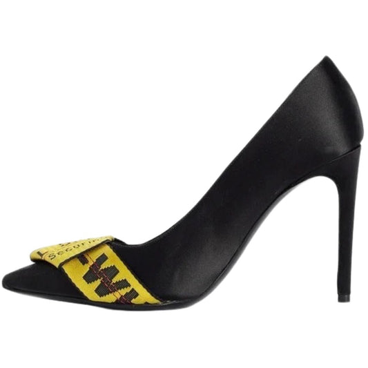 Off-White Branded Tape Commercial Bow Pump Black Heels OWIA166SD19D900161060 36