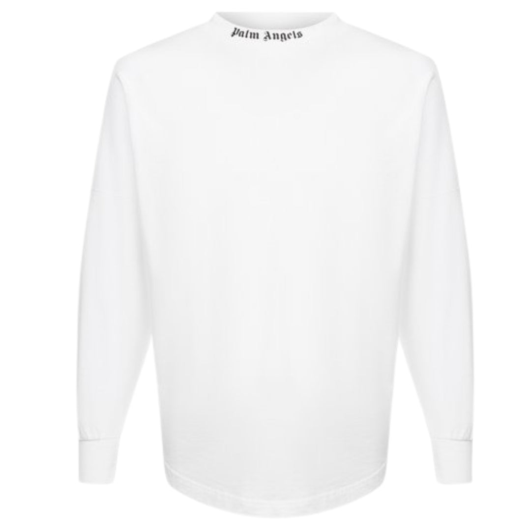 Palm Angels Double Classic Logo Long Sleeve White T Shirt