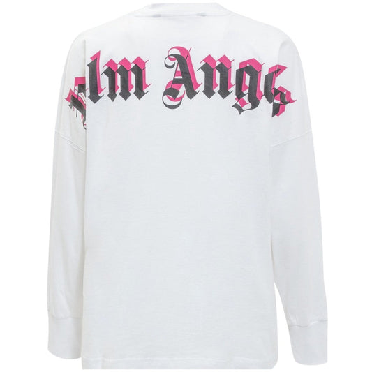 Palm Angels Double Classic Logo Long Sleeve White T Shirt