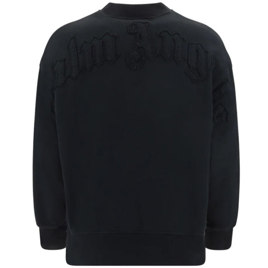 Palm Angels Patched Logo Vintage Black Crew Neck Sweater